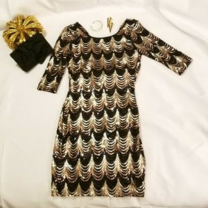 Black and Gold  Windsor sequin dress